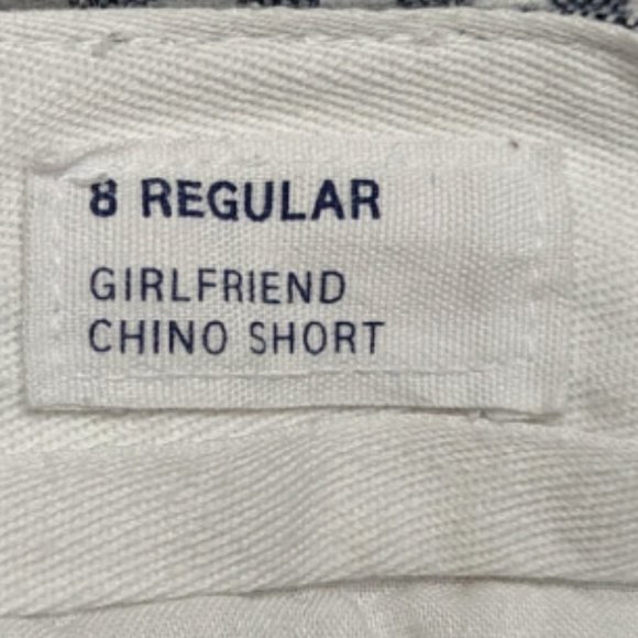 Gap Girlfriend Chino Regular Fit Blue & White Stripe Shorts Size 8 - Picture 2 of 10
